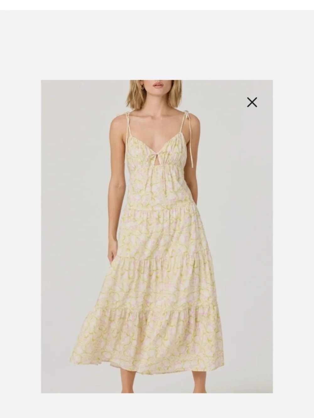 ASTR the Label Tie Strap Tiered Maxi Dress Pink Green Floral, Women's Small $128 - Picture 2 of 6